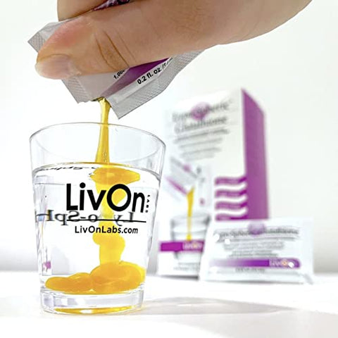 LivOn Laboratories - Lypo-Spheric Glutationa – 30 Pacotes – 450 mg por Pacote – Encapsulado em Lipossomas para Máxima Bioacessibilidade – Fórmula Profissional – 100%% Não-OGM