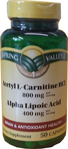 Acetyl L-Carnitine 800mg + Alpha Lipoic Acid 400mg, 50 Cápsulas | Compre Agora! - Spring Valley