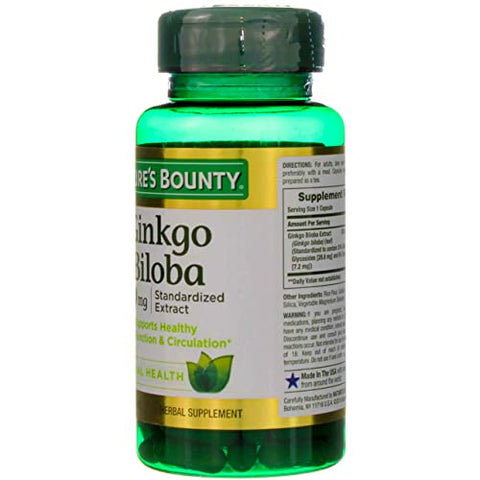 Nature's Bounty - Ginkgo Biloba 120mg – 100 cápsulas | Nb – Tamanho 100ct