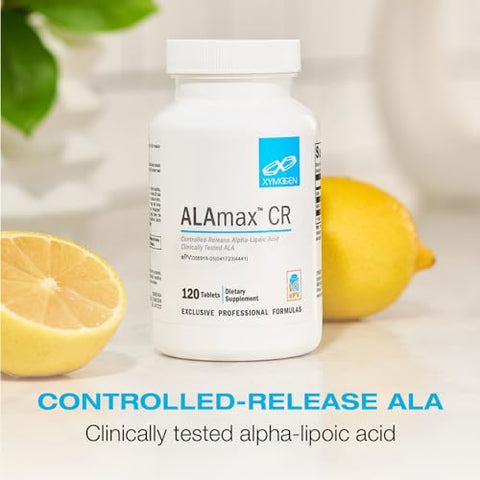ALAmax CR – Suplemento Antioxidante de Ácido Alfa-Lipóico de Liberação Controlada – Suplemento de ALA 600 mg com Biotina – Suporta Níveis Saudáveis de Glutationa Intracelular no Fígado - XYMOGEN