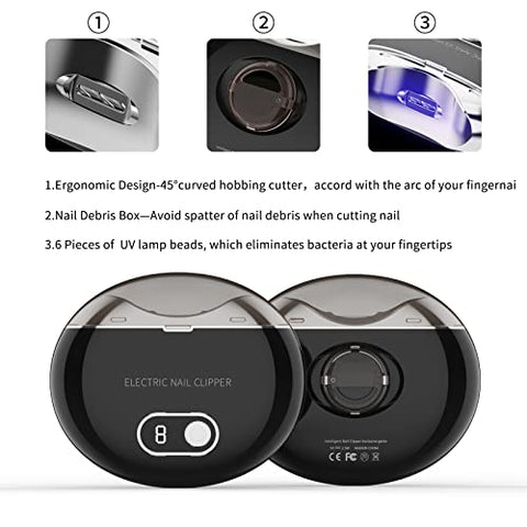 ksoia - Cortador de Unhas Automático Elétrico Recarregável – Aparador de Unhas Automático com Segurança, Lixa e Tesoura de Unhas – Presente para Cuidadores, Adultos e Crianças