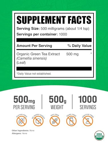 com Extrato de Chá Verde Orgânico em Pó – Suplemento Herbal, Chá Verde em Pó – Vegano | Marca BulkSupplements.com - BulkSupplements