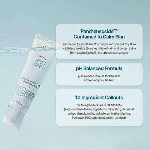 SoonJung Duo Set Creme Intensivo de Barreira 2x (60ml x 2un) | Creme Facial Hidratante de Manteiga de Karité Hipoalergênico para Pele Sensível, Equilíbrio Hidro-lipídico - ETUDE