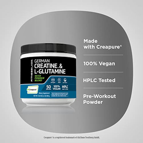 German Creatine e L-Glutamina | 500g | Pó Monohidratado e Creapure | Suplemento Vegano para Fitness - Fitness Labs