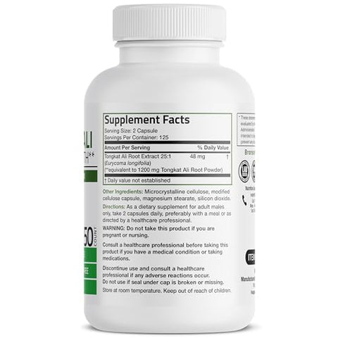 Longjack Tongkat Ali Extra Strength – 250 Cápsulas Vegetarianas | Potência Extra | Marca Bronson - Bronson