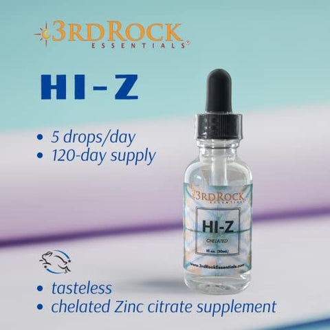 3rd Rock Essentials - HI-Z | Suplemento de Suporte Imunológico de Zinco | Líquido Natural de Zinco | Cuidados Pessoais Naturais (30 ml | 120 Porções)