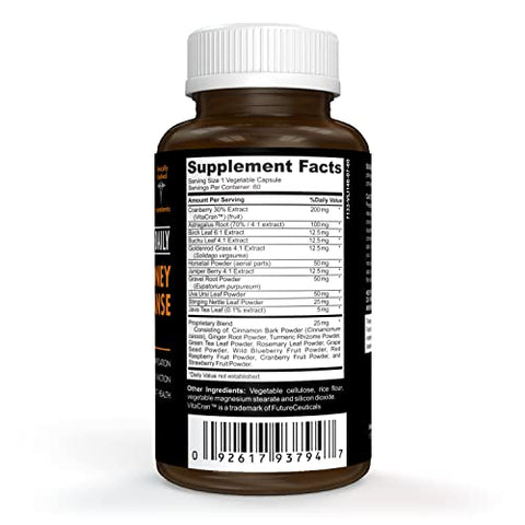 Clinical Daily - Suplemento Detox Diário de Ervas para Limpeza Renal, Vitaminas Orgânicas com Cranberry, Astragalus, Uva Ursi – Saúde da Bexiga para Mulheres