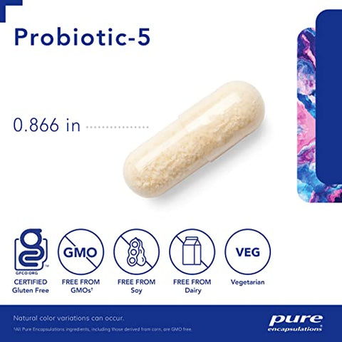 Probiotic-5 | Blend Probiótico Livre de Laticínios e Soja para Apoiar a Saúde Imunológica e Gastrointestinal | 60 Cápsulas - Pure Encapsulations
