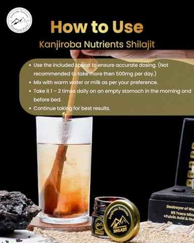 Shilajit Puro do Himalaia – Kanjiroba Nutrients – 85 Minerais, 75%% Ácido Fúlvico | Pureza Certificada, 500mg | Grau A | Relatório de Teste de Laboratório | Resina de Shilajit Orgânico Natural – 30g