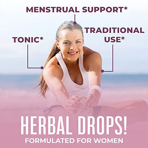 Suplementos Herbais Líquidos Orgânicos Certificados USDA para o Bem-Estar Feminino | Com Urtiga, Folha de Framboesa, Raiz de Eleuthero, Fruto do Casto | Suporte Menstrual | 100% Natural - MaryRuth Organics