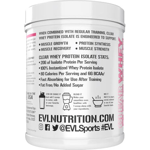 Nutrition Clear Whey – Proteína Isolada 100% Whey para Crescimento Muscular e Força – 500g - Evlution