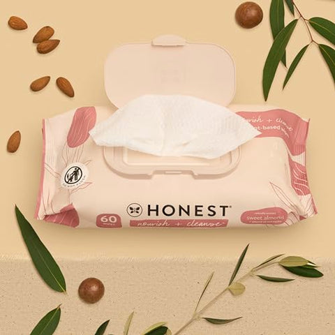 Lenços de Limpeza Naturalmente Perfumados Nourish Cleanse | Lenços Multiuso de Limpeza | 99% Água, à Base de Plantas, Hipoalergênicos | Amêndoa Doce, 240 Unidades - The Honest Company