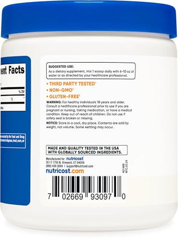 Acetyl L-Carnitine (ALCAR) em Pó 250g – 1g por Porção – 250 Porções - Nutricost