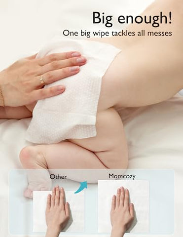 Lenços umedecidos para bebê Momcozy – Design de tamanho extra grande, 99% à base de água
