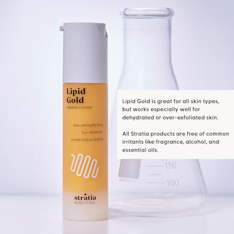 Lipid Gold – Hidratante com Ceramidas Fortalecedoras da Pele, Sérum de Niacinamida, Hidratação – 30ml - Stratia