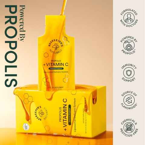 Beekeeper's Naturals - Propolis Liposomal Vitamina C Beekeeper’s Naturals, 1000mg Vitamina C, Propolis – 60ml
