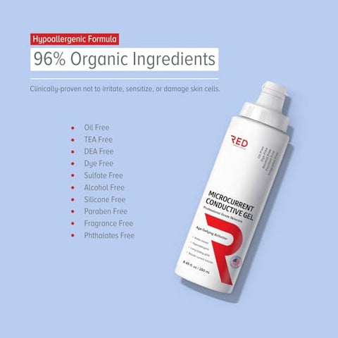 RED Medical Supplies - Gel Condutor de Microcorrente, 250mL – Duradouro, Não Oleoso, Hipoalergênico – Potencialize seu Aparelho Facial – 2 Frascos, 250mL cada
