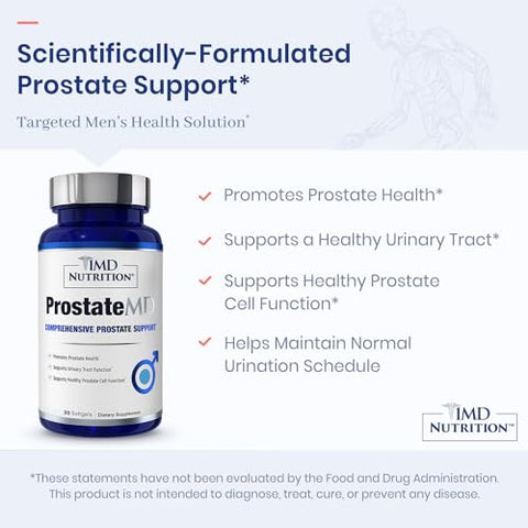 ProstateMD – Suporte para Próstata com Saw Palmetto | Trato Urinário e Urgência Frequente no Banheiro | 60 Softgels (2-Pack) - 1MD Nutrition