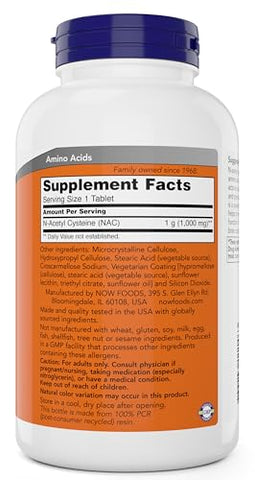 NAC 1,000 mg – 250 Tablets (Pack of 2) – Suplemento N-Acetilcisteína 1g – Vegetariano, Não-OGM - NOW Foods
