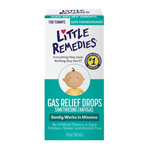 Gotas de Alívio de Gases Little Remedies, Sabor Natural de Frutas Vermelhas, Seguro para Recém-Nascidos 30 ml (Pacote com 3)