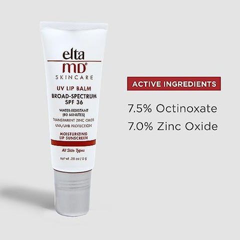 EltaMD UV Bálsamo Labial FPS, Protetor Labial com FPS, Protege Lábios Ressecados, Protetor Labial Transparente de Óxido de Zinco