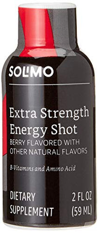 Amazon Brand – Solimo Energy Shot, Sabor de Frutas Vermelhas, 60 ml (Embalagem com 12 unidades)