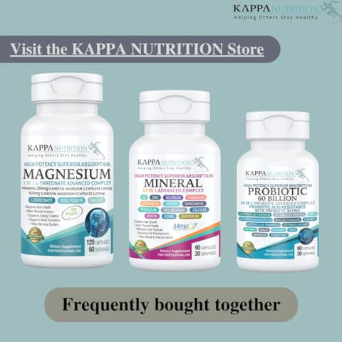 KAPPA NUTRITION - Kappa Nutrition: Magnésio Elemental 420mg, 2.253mg por Porção, 120 Cápsulas