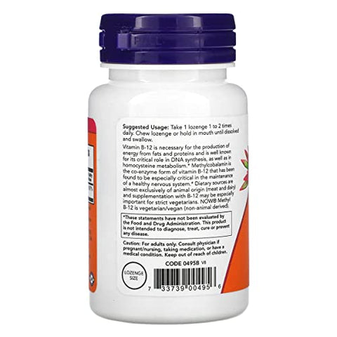 NOW Foods - Now Foods Methyl B-12 1000mcg, 200 Pastilhas (2 Pacotes de 100 pastilhas) – Vitamina B12 para Energia e Saúde – Loja Online