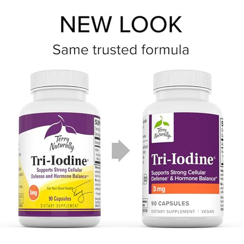 Tri-Iodine 3 mg – 90 Cápsulas – Suporte à Defesa Celular Forte - Terry Naturally