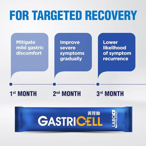 GASTRICELL – Combate H. Pylori, Refluxo Ácido, Azia – Defesa Natural Contra Desconforto Gástrico, 30 Sachês - LABO Nutrition