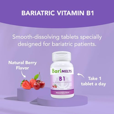 Vitamina B1-3 Fornecimento de 3 Meses (90 Comprimidos de Dissolução Rápida) – Vitaminas Bariátricas Pós-Operatórias - BariMelts