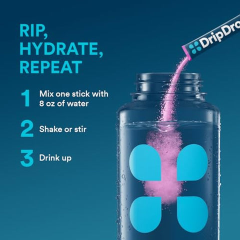 Hydration – Pack Sortido Intenso – Sachês de Pó Hidratante com Eletrólitos – Melancia, Frutas Vermelhas, Limão, Laranja | Sem Transgênicos, Sem Glúten, Vegano | 16 Sticks - DripDrop