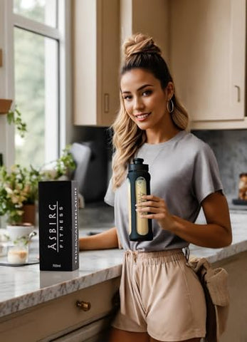 Asbirg - Shaker de Vidro para Fitness | Garrafa para Bebidas com Esfera de Mistura | Preto | 500ml