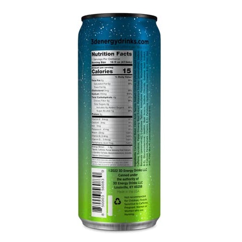 Energy Galaxy Lime | Bebida Energética Sem Açúcar | Energia Pré-Treino | 200mg Cafeína com Taurina e L-Carnitina | 473ml | Pack com 12 | Azul - 3D
