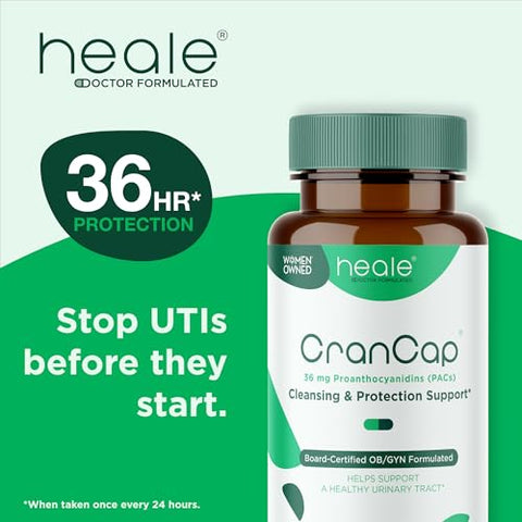 CranCap - Heale – Suplemento de Cranberry para a Saúde do Trato Urinário – 36mg de PACs Potentes – Não Transgênico, Vegano, Sem Glúten – 30 Cápsulas