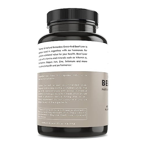 Thomas' all-natural Remedies - Thomas’ Remédios Naturais: Cápsulas de Fígado Bovino Desidratado, 3000mg para Energia, Imunidade e Suporte Hepático, Criados em Pasto na Argentina, Livres de Transgênicos