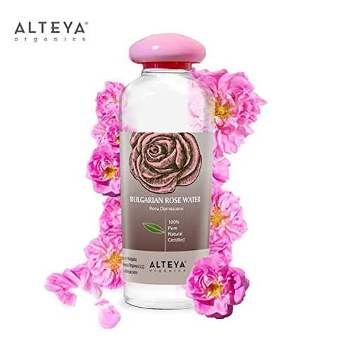 Água de Rosas Natural Tônico Facial, 500mL Rosa Damascena Búlgara Pura, Hidratante Premiado Frasco Livre de BPA com Redutor - Alteya Organics