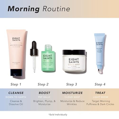 Skincare Cloud Whip Creme Hidratante Facial de Vitamina C, Creme Facial Natural e Orgânico para Mulheres, Creme Anti-Envelhecimento para Reduzir Linhas Finas e Rugas, 60g - Eight Saints