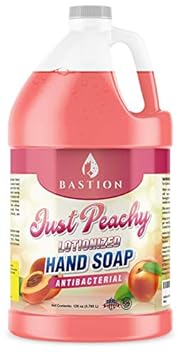 Bastion - Sabonete Líquido Antimicrobiano Just Peachy Luxuoso Hidratante para as Mãos One Gallon (128 Oz.) Recarga. Fabricado nos EUA