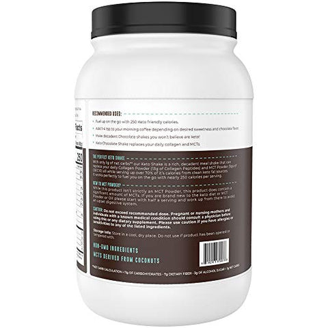 Left Coast Performance - Keto Meal Replacement Shakes Chocolate 2lbs – Shake Low Carb Proteico Keto, Pó de MCT, Colágeno Hidrolisado de Pasto, Shake Café da Manhã Keto, 20g Gordura, 14g Proteína, 1