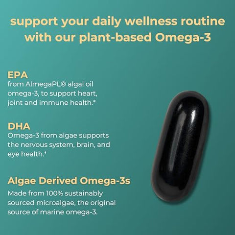 Omega-3 Vegan Algae, 30 Softgels (30 Porções), Ômega 3 à Base de Plantas, Suporte Integral ao Corpo, Suplemento Dietético com EPA DHA, Krill - Iwi