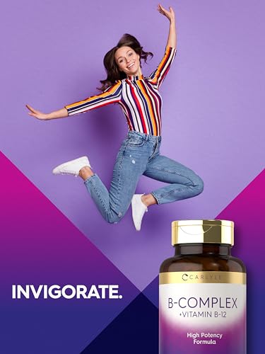 B-Complex Vitamina com B12 | 300 Comprimidos | Fórmula de Alta Potência | Suplemento Vegetariano e Não-OGM - Carlyle