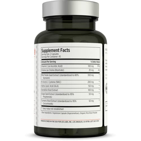 Liver Support – Suporte ao Fígado para uma Função Saudável, Produção de Glutationa | 60 cápsulas - LES Labs