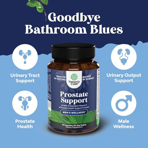 Natures Craft - Suplementos de Saúde Herbal para Próstata – Avançados Suplementos para Próstata com Beta Sitosterol, Selênio, Pygeum e Saw Palmetto para Suporte à Próstata e Frequência Urinária em Homens