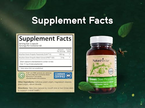 Green Bee Propolis Certificado NSF | Propolis Premium Brasileiro | Alívio Cuidadoso | Apicultura Ética | Máxima Visibilidade - NaturaNectar