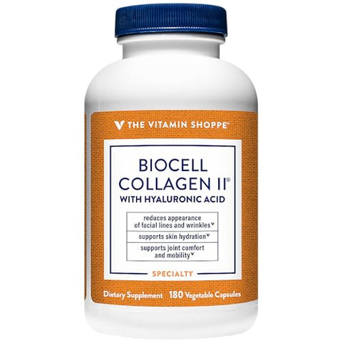 Biocell Collagen II com Ácido Hialurônico 1000mg – Promove Pele e Articulações Saudáveis - The Vitamin Shoppe