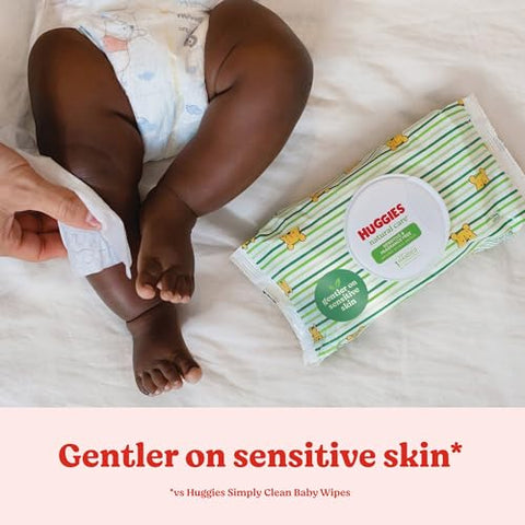 HUGGIES - Huggies Natural Care Lenços Umedecidos para Bebês Sensíveis, Hipoalergênicos, 99% Água Purificada, 3 Pacotes de Reposição (624 Lenços no Total) – Embalagem Variada
