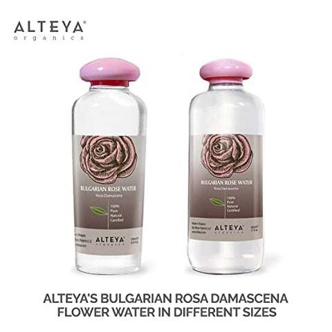Água de Rosas Natural Tônico Facial, 500mL Rosa Damascena Búlgara Pura, Hidratante Premiado Frasco Livre de BPA com Redutor - Alteya Organics