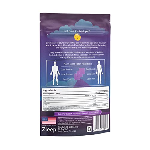 Zleep - Patches de Sono com Complexo dos Sonhos e Melatonina para Promover um Sono de Qualidade e Reduzir o Cansaço