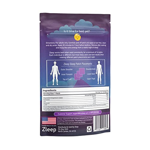Zleep - Patches de Sono com Complexo dos Sonhos e Melatonina para Promover um Sono de Qualidade e Reduzir o Cansaço